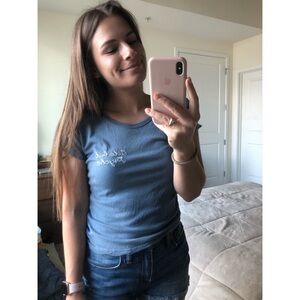 Brandy Melville Cute But Psycho Cropped Baby Tee